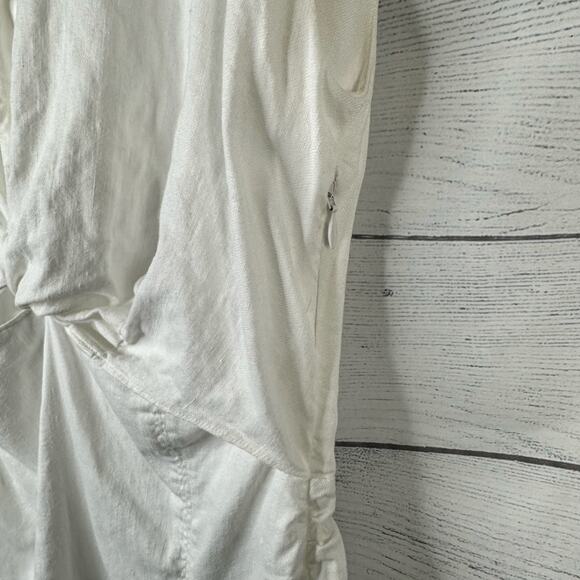 Frame Womens size Medium Linen Twist-Front Ramie Midi Dress White Lwwd0628 - Picture 8 of 13